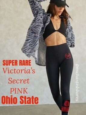 Ohio State PINK Victoria’s Secret Leggings OSU Buckeyes Rare Black Red Size XS